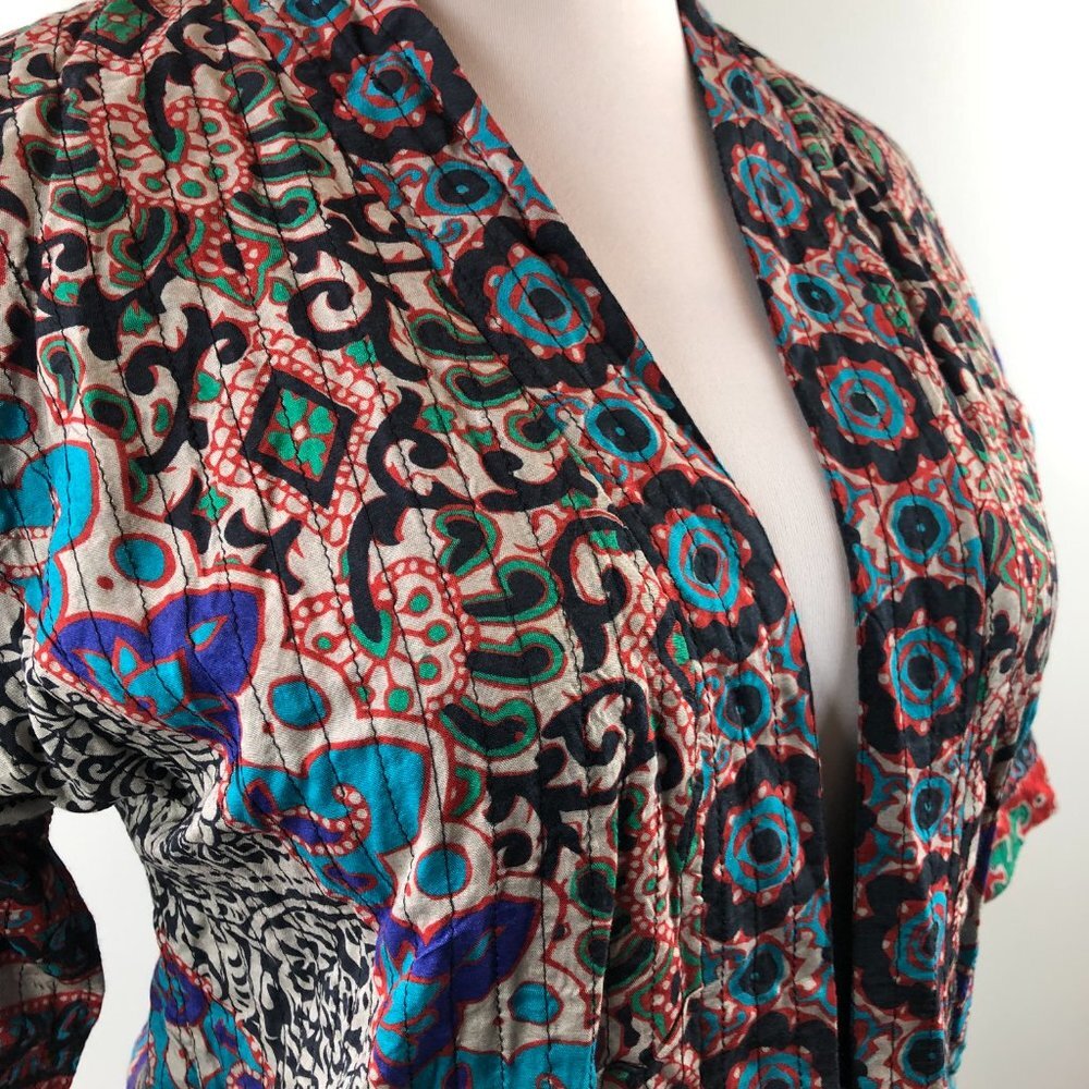 Soft Surroundings Quilted Lotus Topper Kimono Cardigan Small PS Cottagecore Boho - Picture 16 of 16